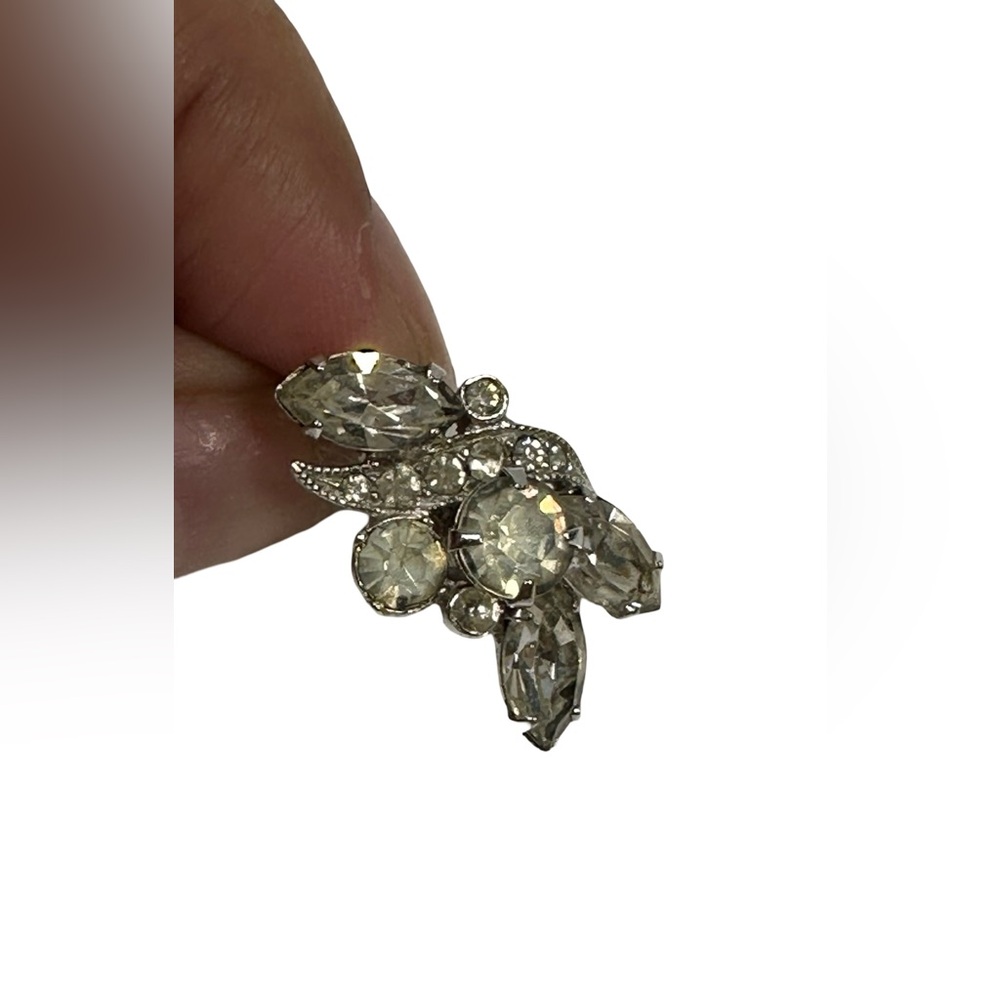 Vintage Dazzling EISENBERG ICE Crystal Rhinestones Clip On Earrings Script E - Picture 5 of 8
